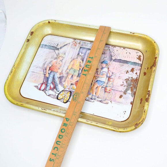 Vintage Coca-Cola Serving Trays Set of 2 Small Metal Coke Trays Retro 80s Promo - Picture 12 of 13